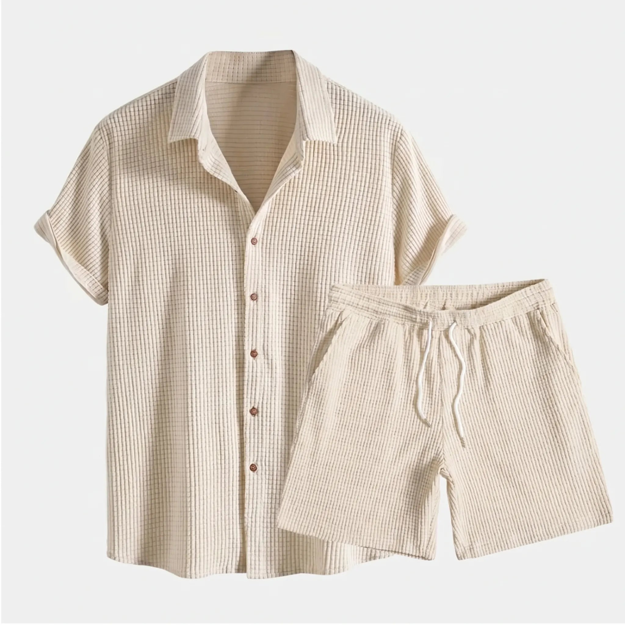 Men's Lightweight Short Sleeve Shirt and Shorts Set | Casual Summer Matching Outfit