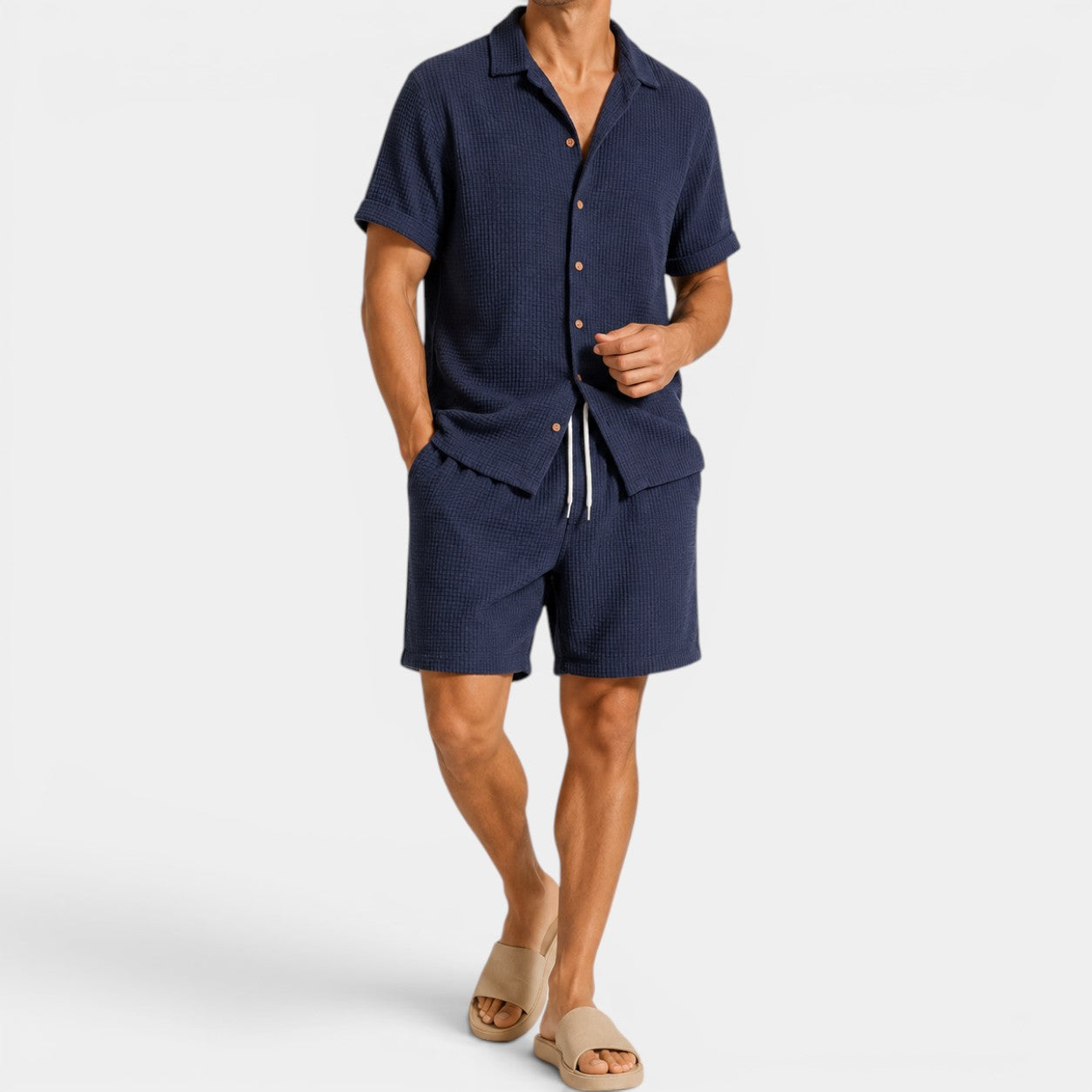 Men's Lightweight Short Sleeve Shirt and Shorts Set | Casual Summer Matching Outfit