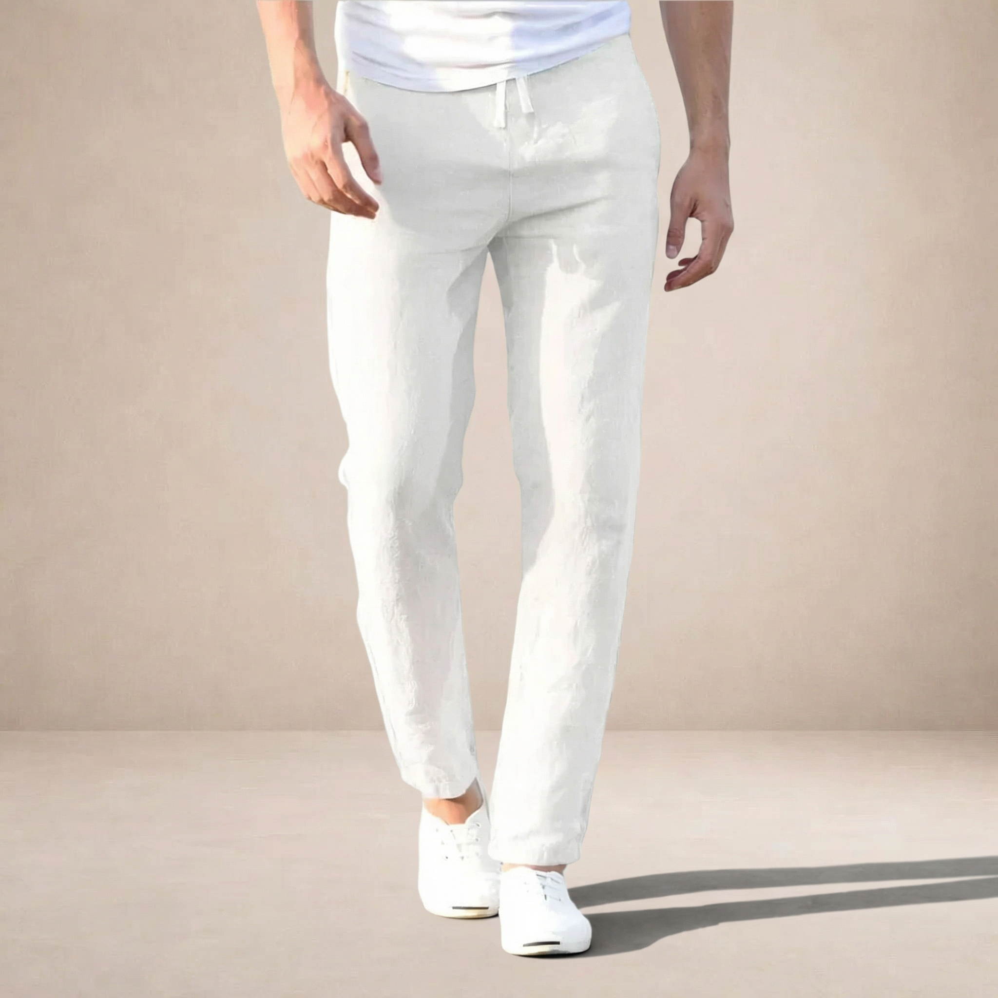 Men's linen summer trousers - detail view