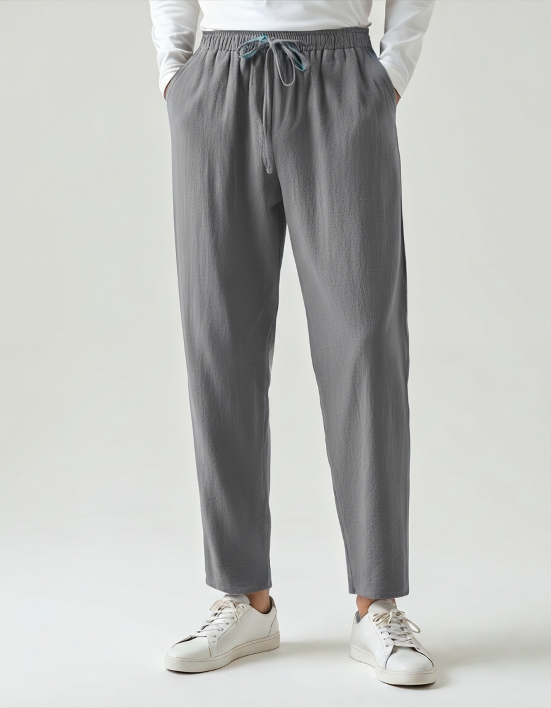 Men's linen trousers - close-up view