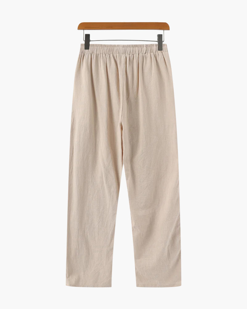 Men's linen trousers - waist detail