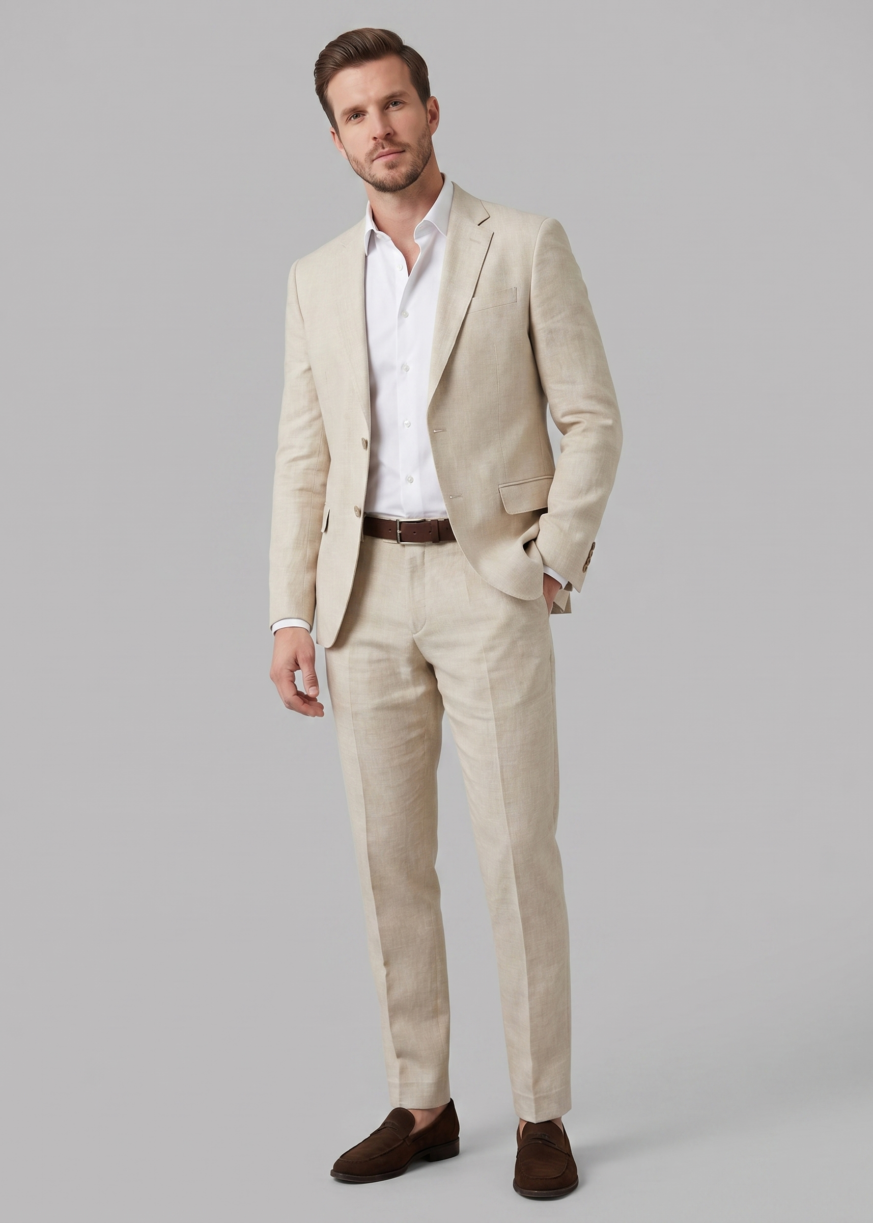Men's Linen Wedding Suit | Two-Piece Formal Summer Blazer Set - photo 4