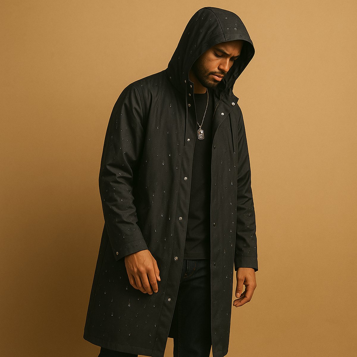 Men's Long Hooded Waterproof Rain Jacket - photo 2