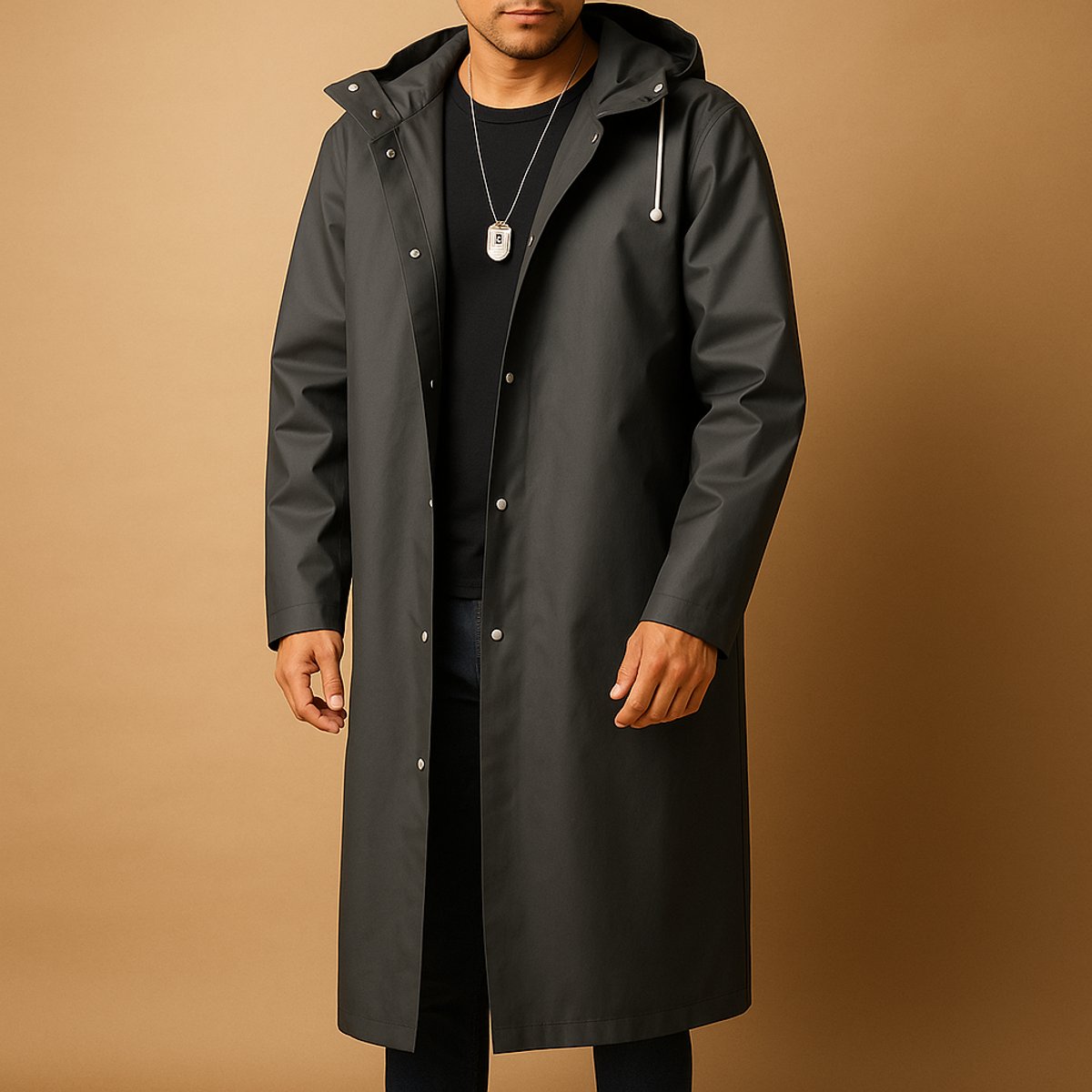 Men's Long Hooded Waterproof Rain Jacket - photo 3