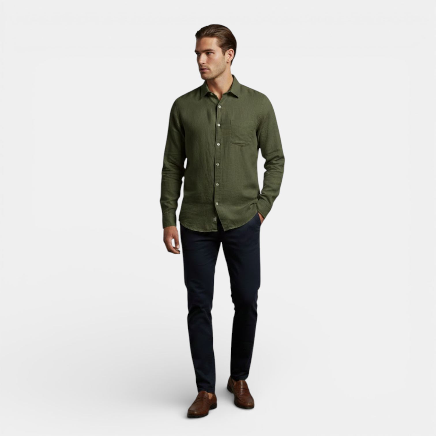 mens long sleeve breathable summer shirt | lightweight casual button-up - alternate view