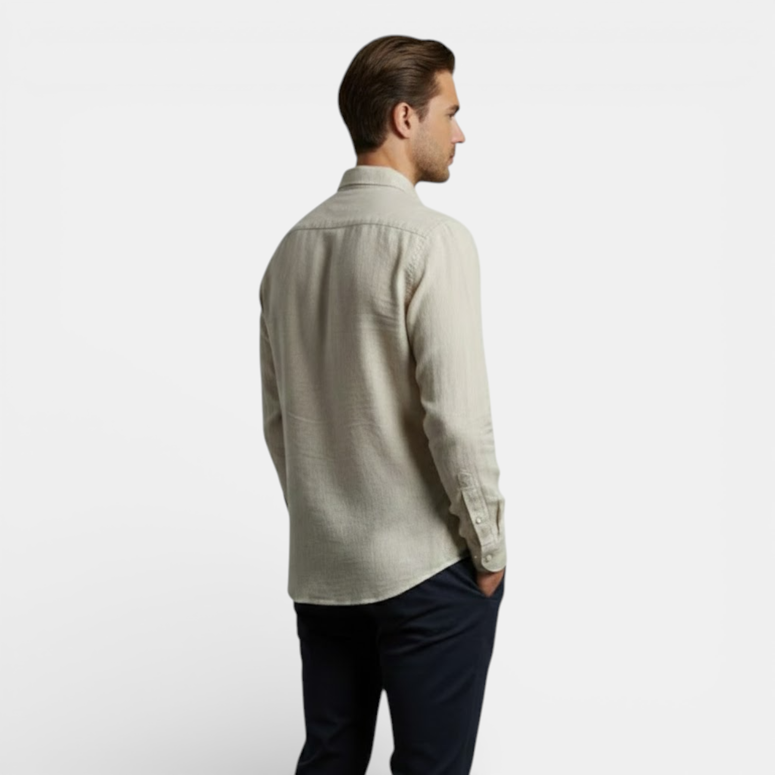 mens long sleeve breathable summer shirt | lightweight casual button-up - detail view