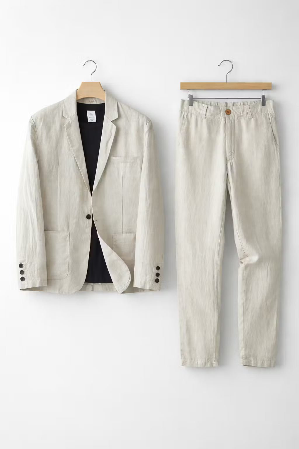 men's two-piece linen suit set - side view