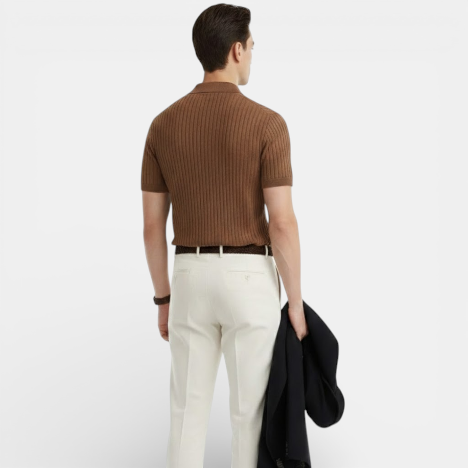 mens ribbed polo shirt | elegant casual summer essential - full view