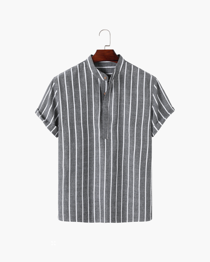 Men's sailor stripe polo shirt - worn view
