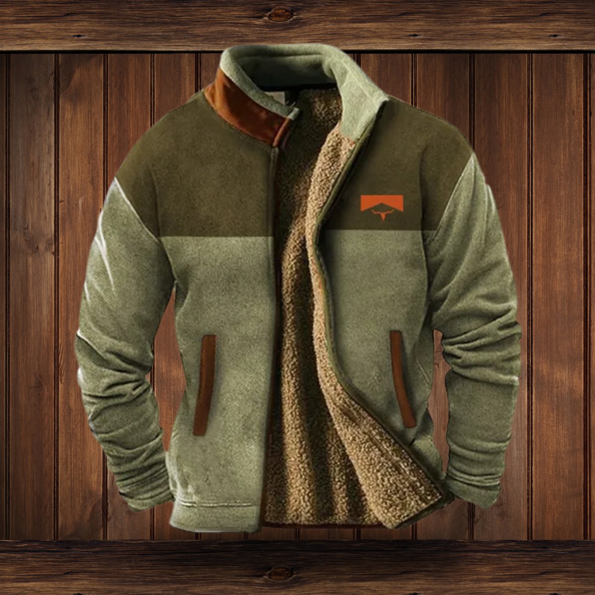 Men's Sherpa-Lined Fleece Full-Zip Jacket | Southwestern Print Sleeves - photo 8