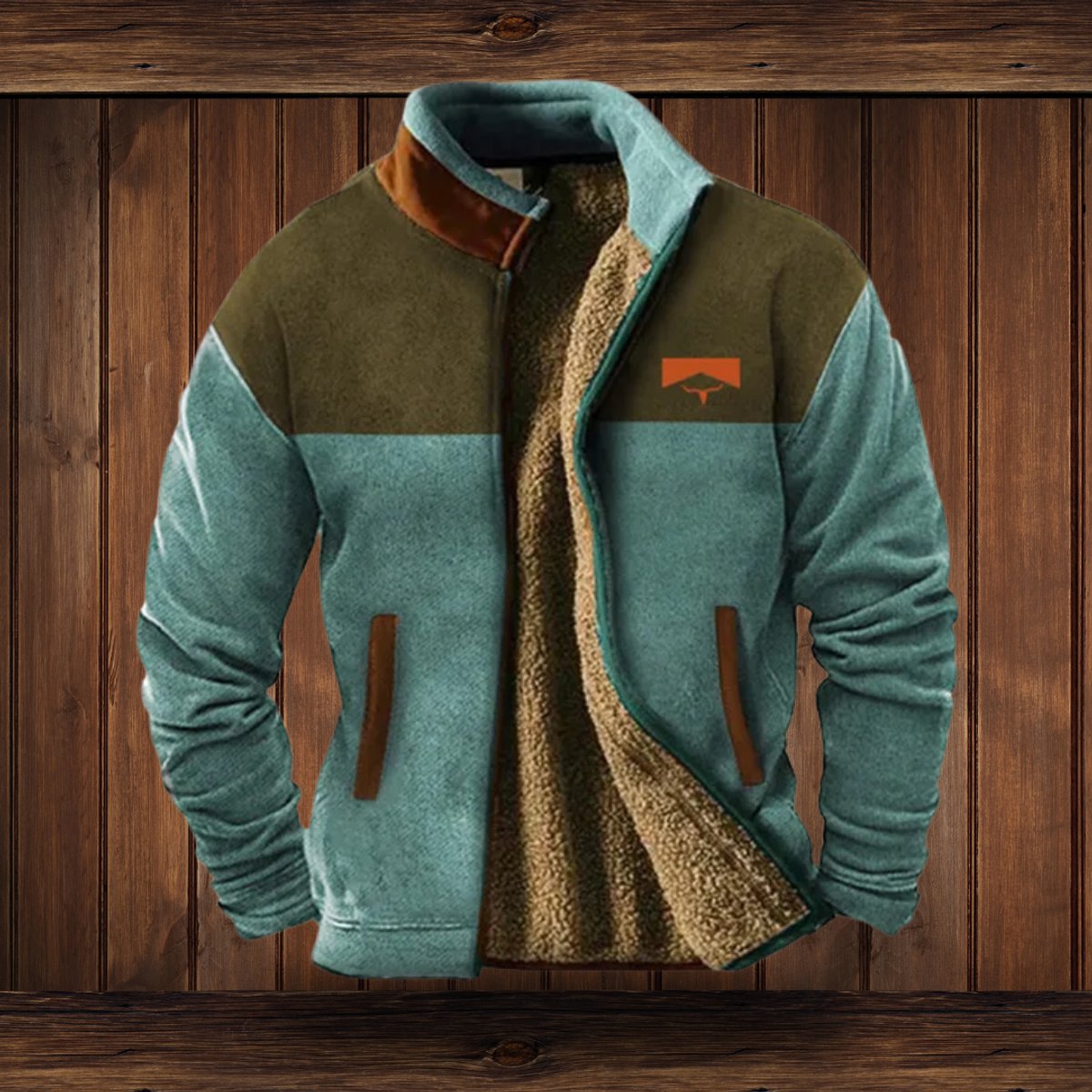 Men's Sherpa-Lined Fleece Full-Zip Jacket | Southwestern Print Sleeves - photo 9