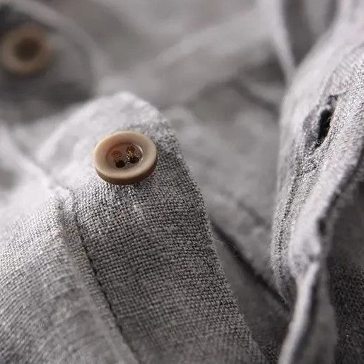 mens short sleeve linen shirt | casual summer button-up - alternate view