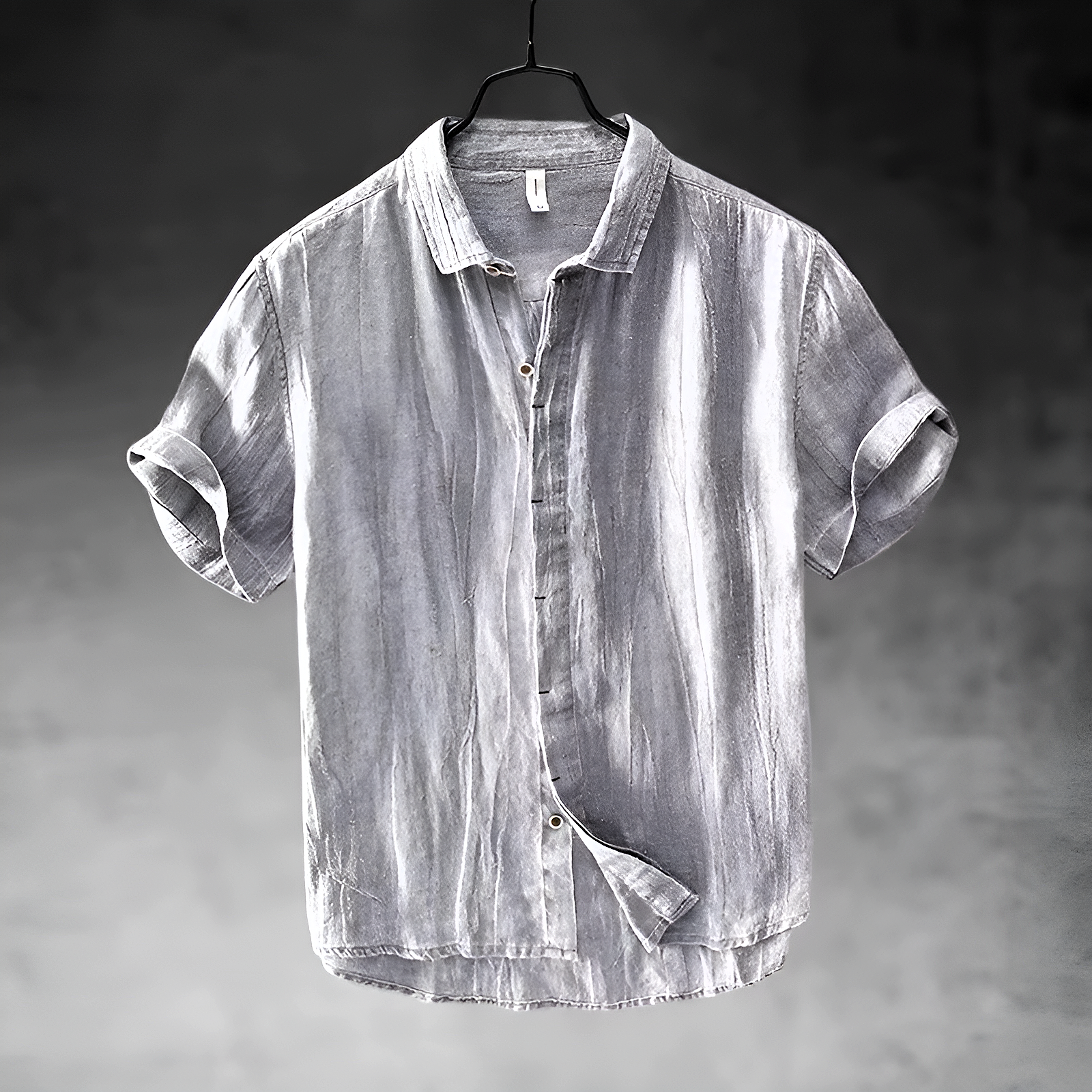 mens short sleeve linen shirt | casual summer button-up - back view