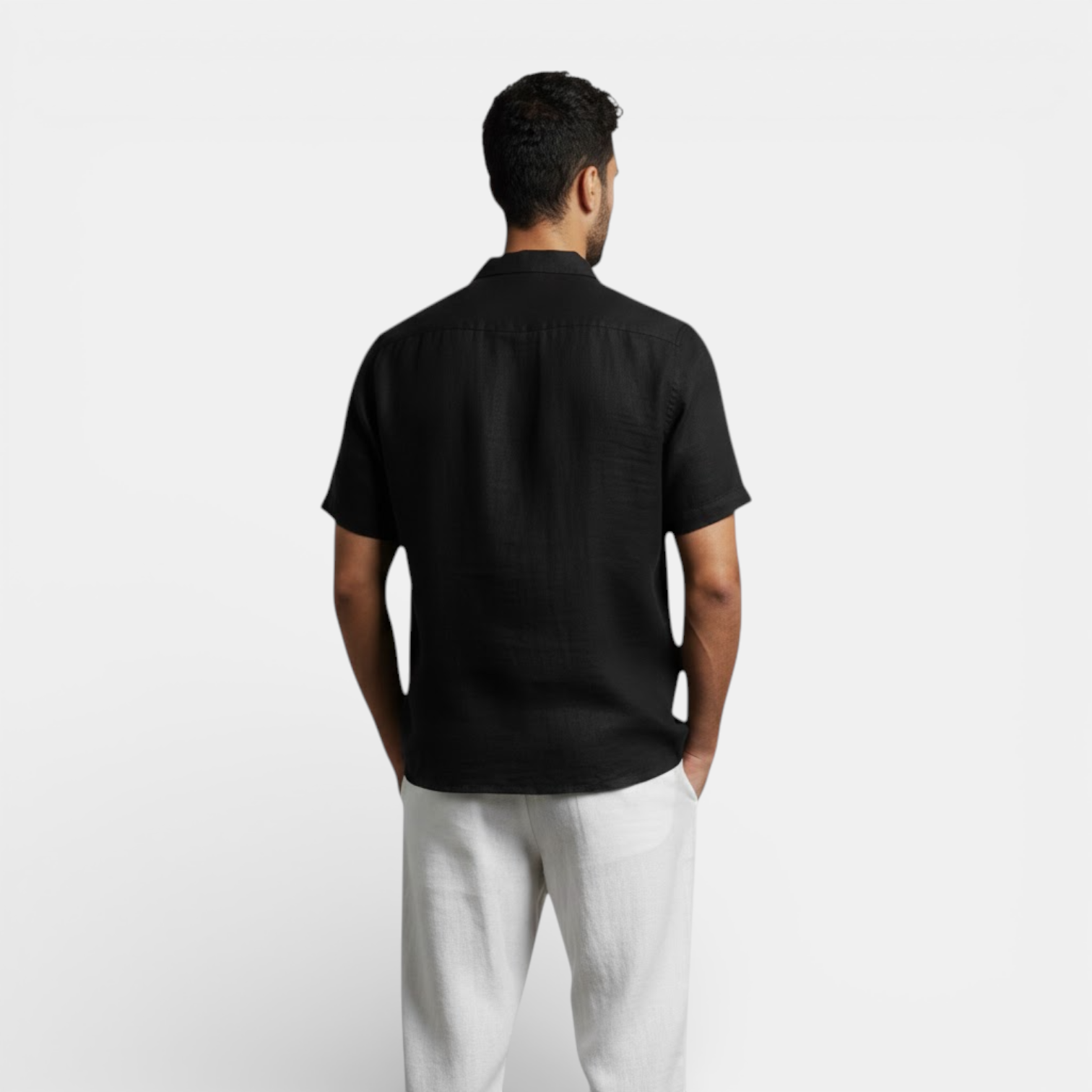 mens short sleeve summer shirt | breathable casual button-up - back view