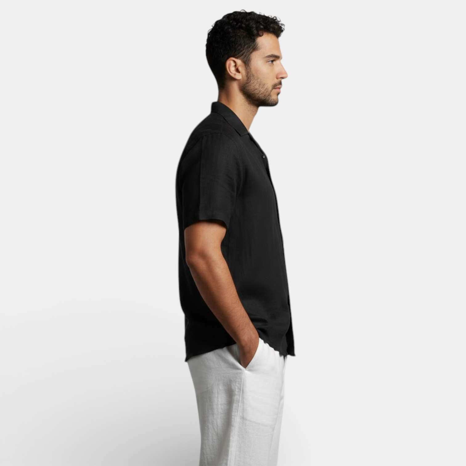 mens short sleeve summer shirt | breathable casual button-up - detail view