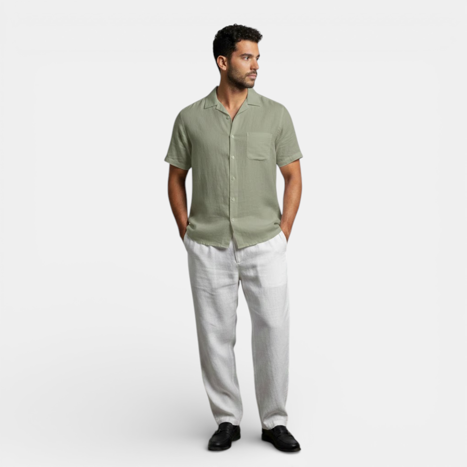 mens short sleeve summer shirt | breathable casual button-up - flat lay view