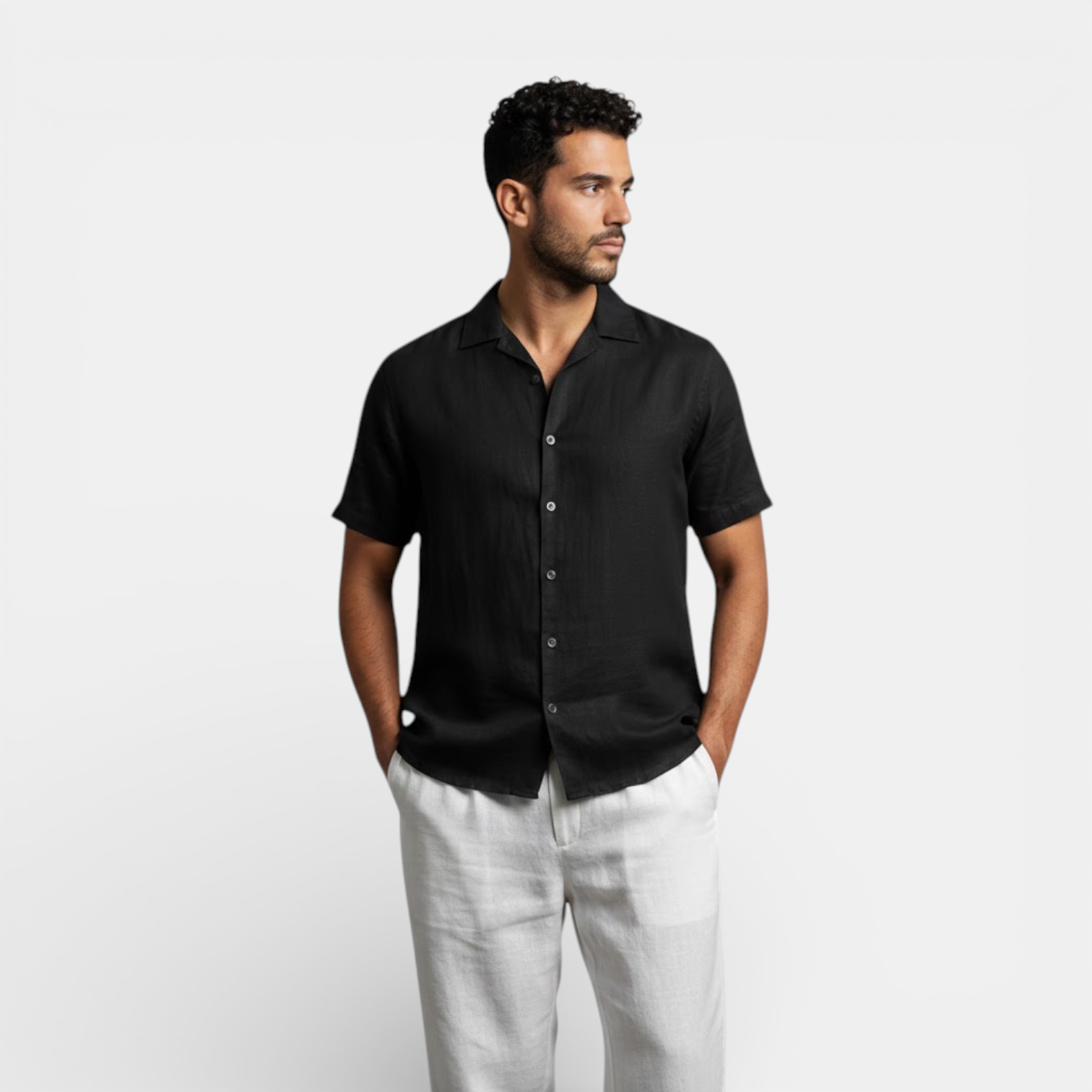 mens short sleeve summer shirt | breathable casual button-up - side view