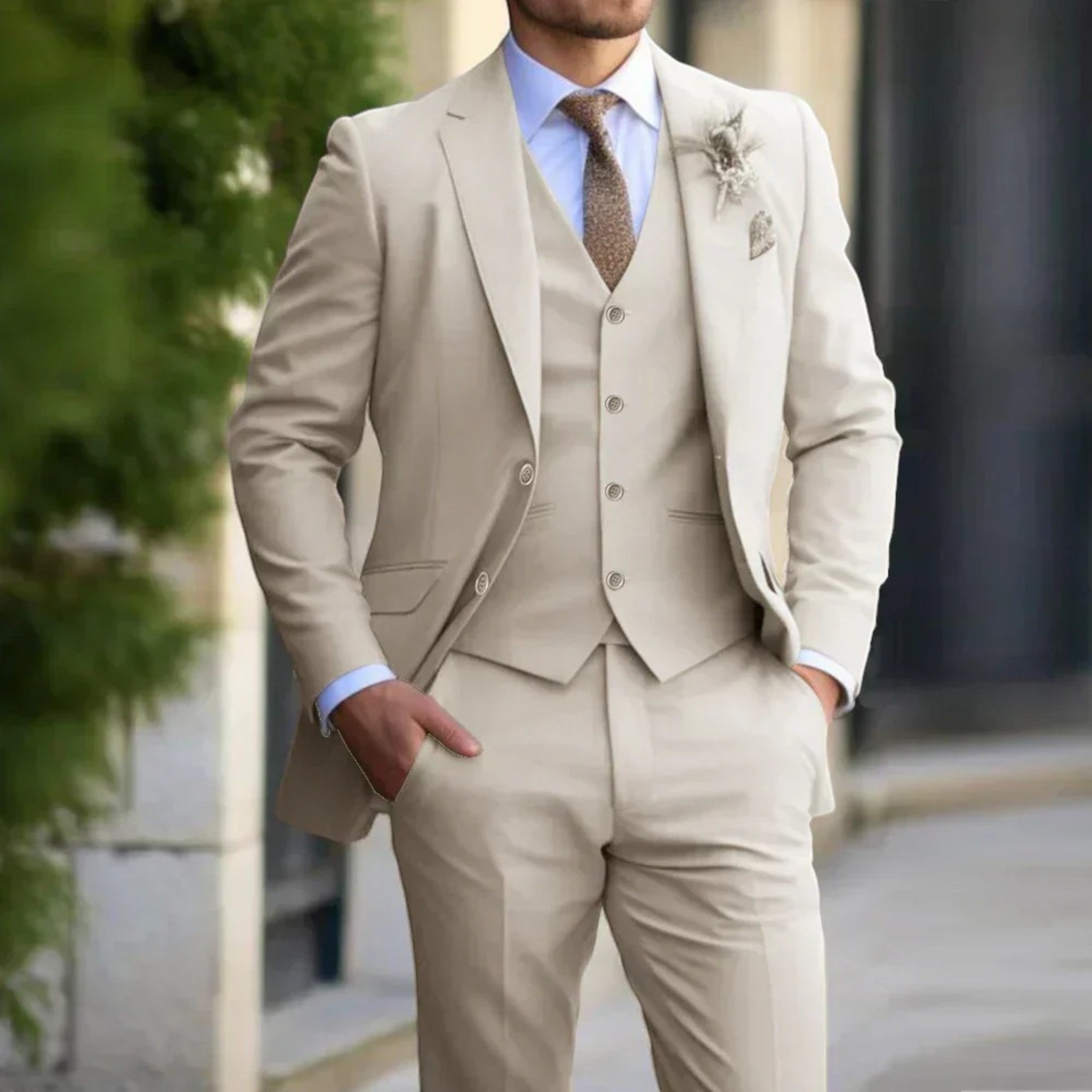 Men's Slim Fit 3-Piece Formal Suit - photo 1