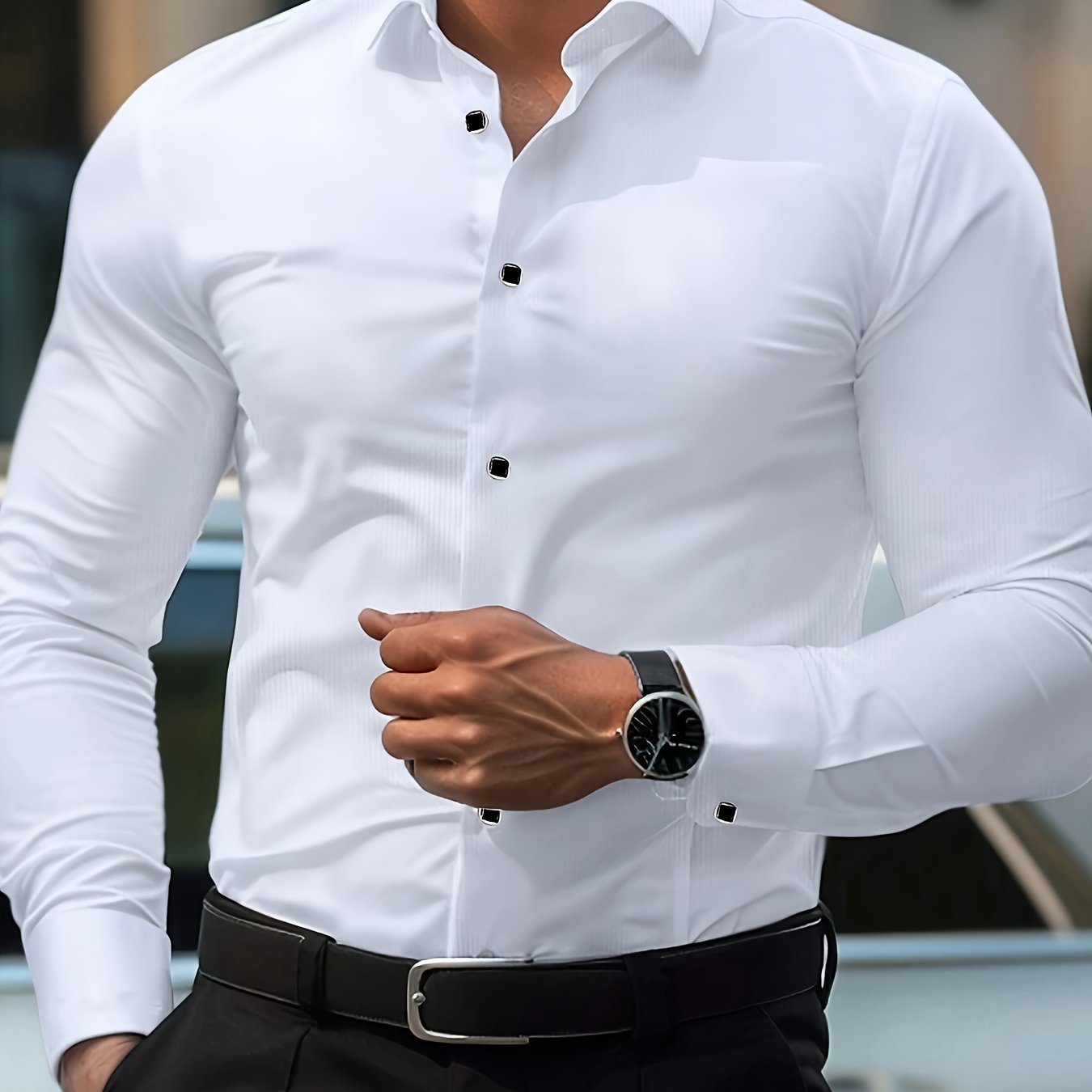 Men's Slim-Fit Dress Shirt | Button-Up Formal Shirt - photo 1