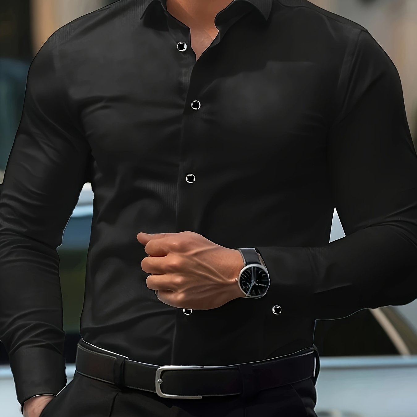 Men's Slim-Fit Dress Shirt | Button-Up Formal Shirt - photo 13