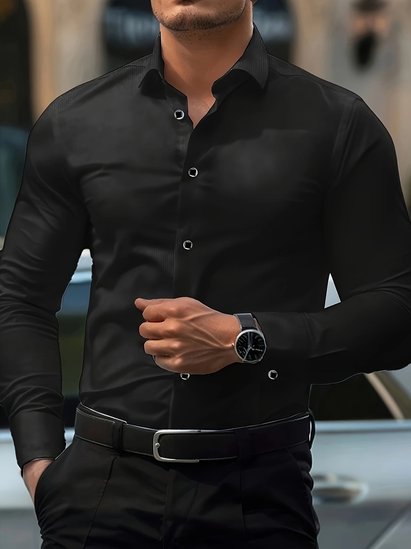 Men's Slim-Fit Dress Shirt | Button-Up Formal Shirt - photo 14