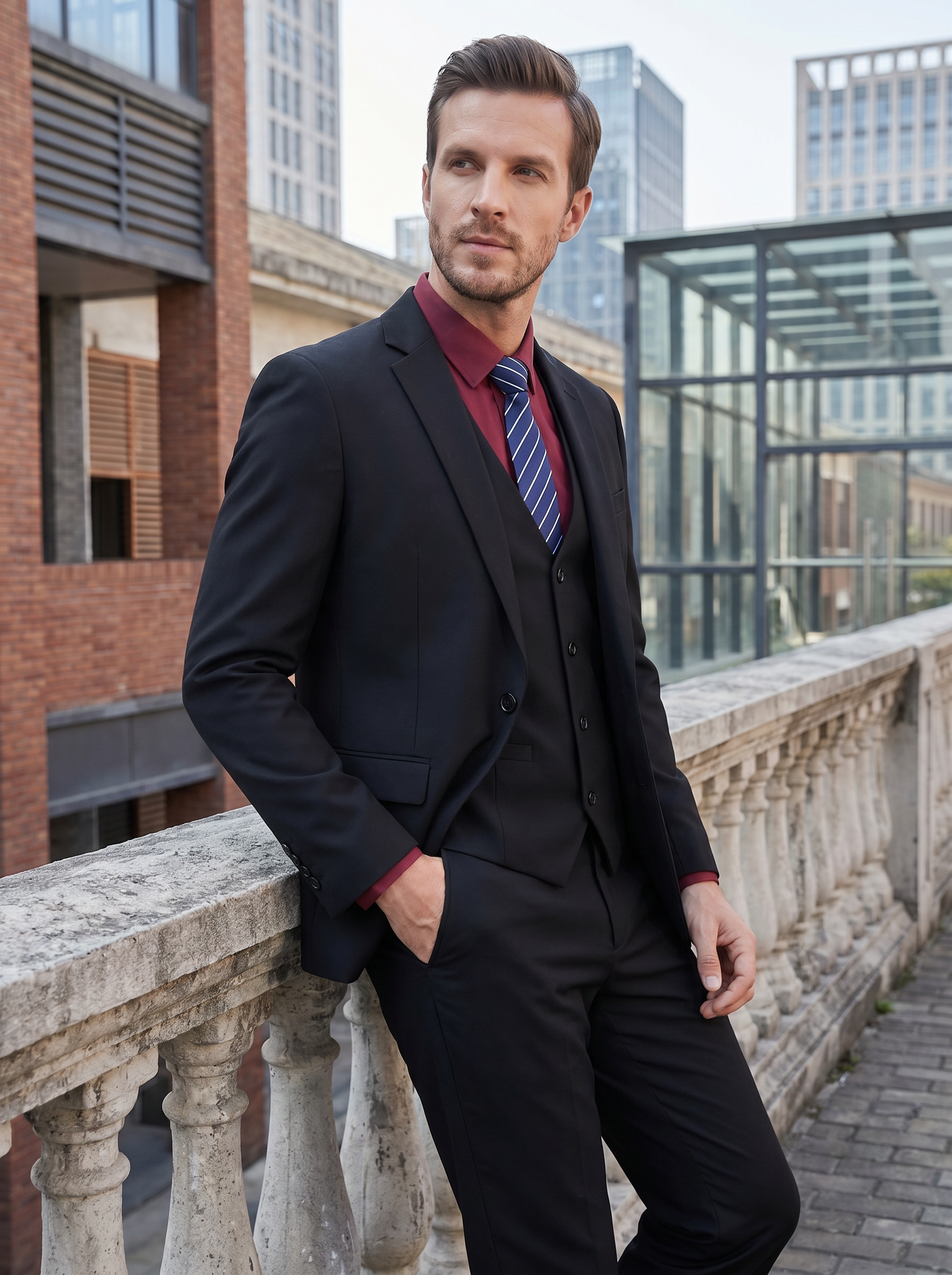 Men's slim fit formal suit view 1