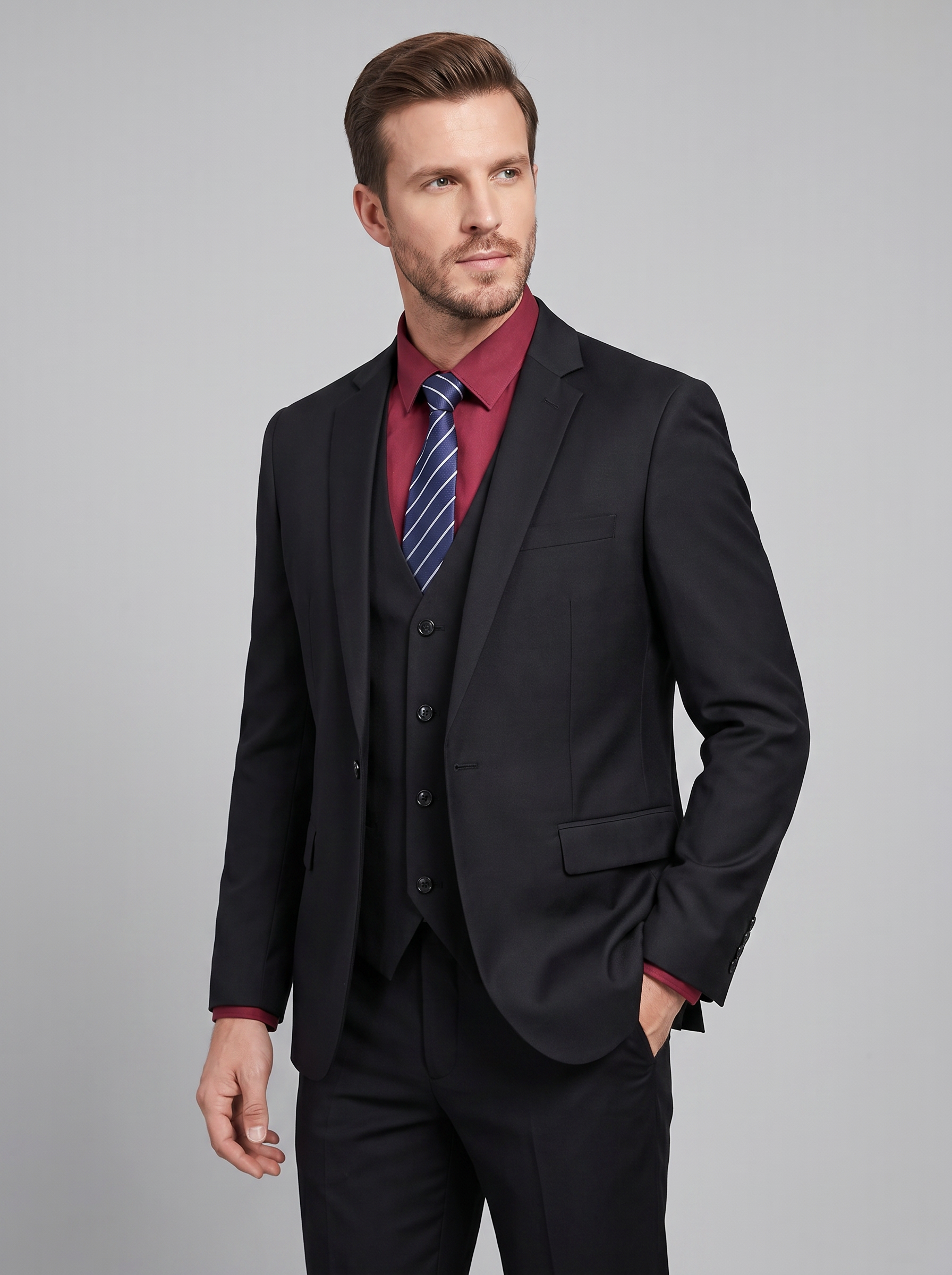 Men's slim fit formal suit view 2