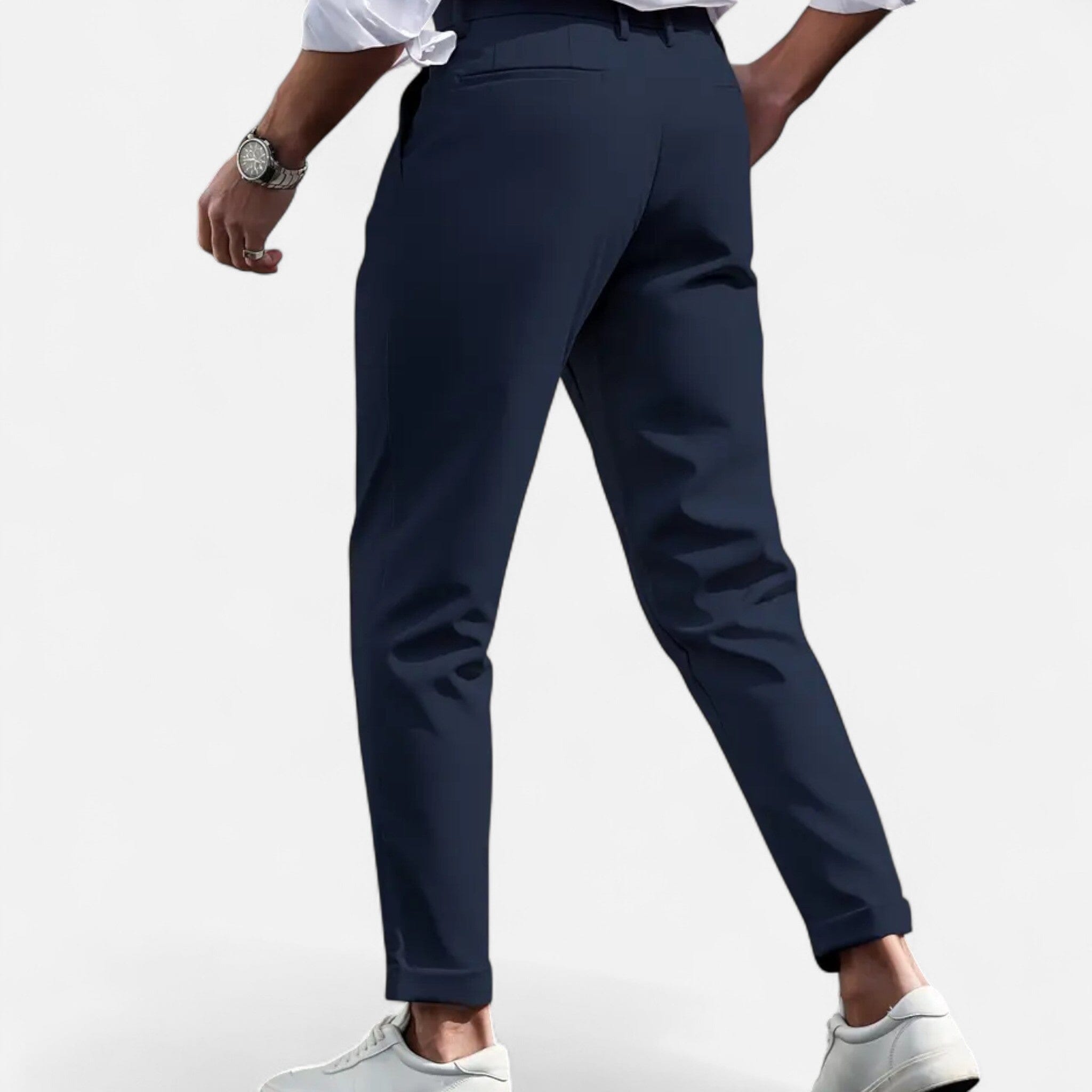 mens slim fit pleated suit trousers | formal dress pants - alternate view