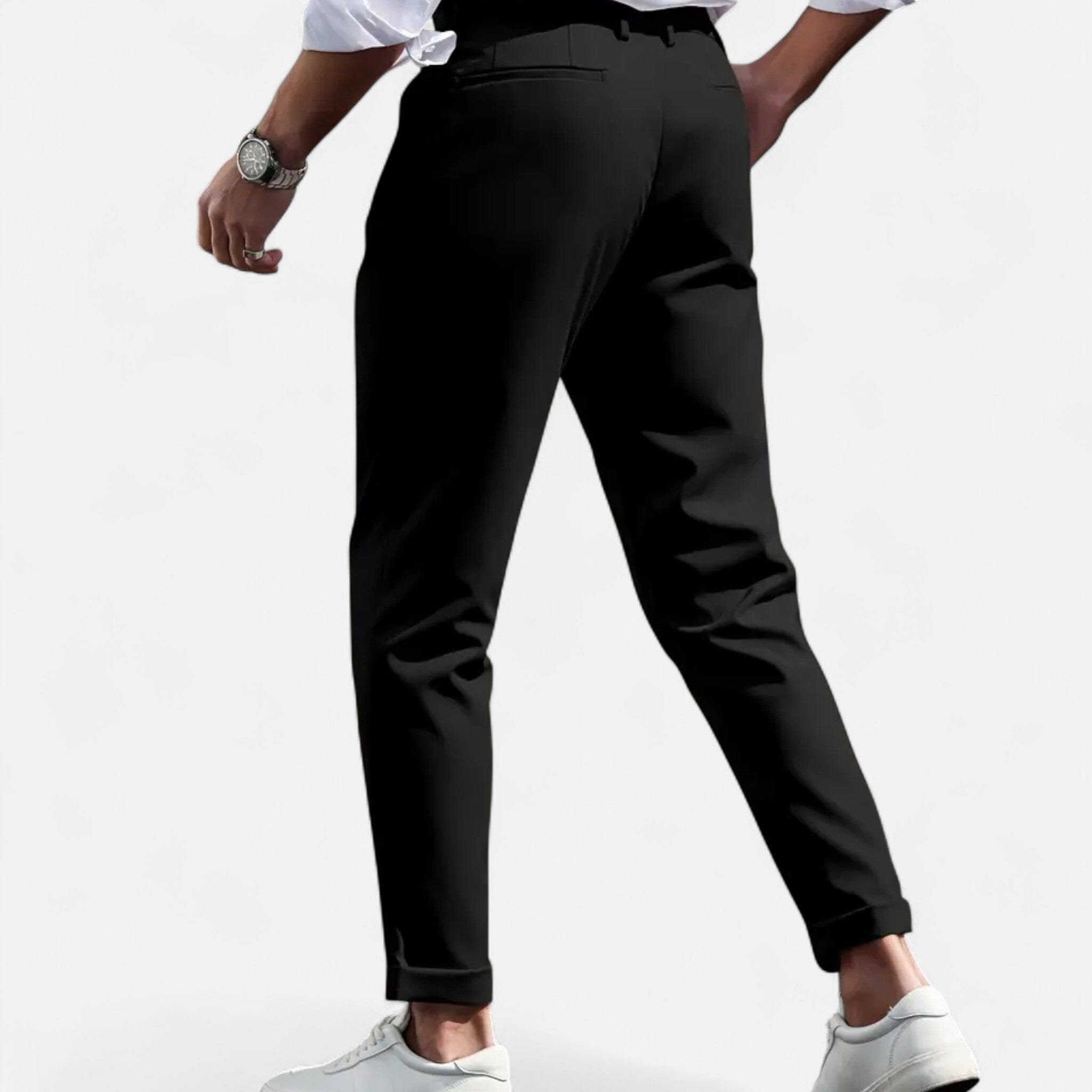 mens slim fit pleated suit trousers | formal dress pants - close-up view