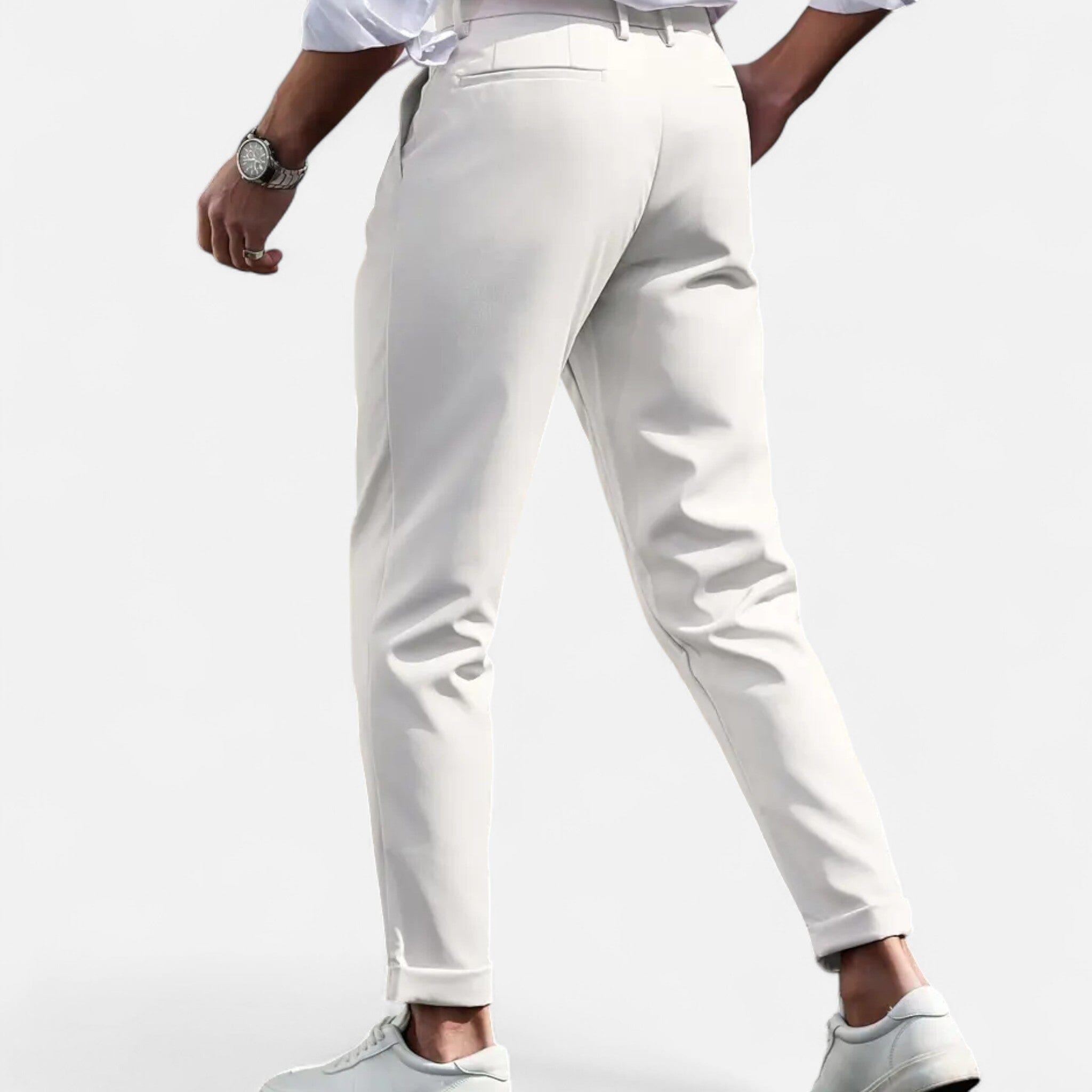 mens slim fit pleated suit trousers | formal dress pants - lifestyle view