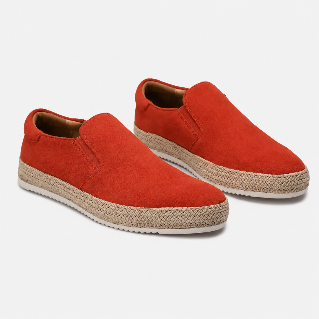 Men's suede slip-on flat loafers - detail view