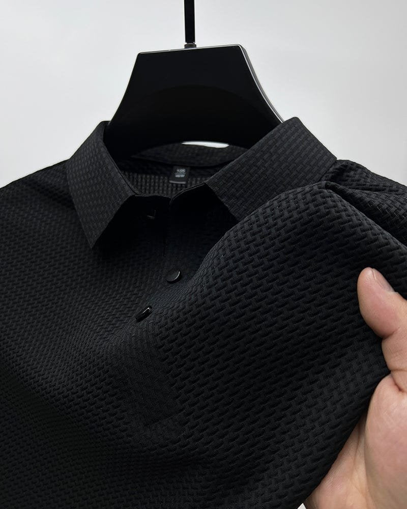 men's button placket textured knit polo shirt - color view