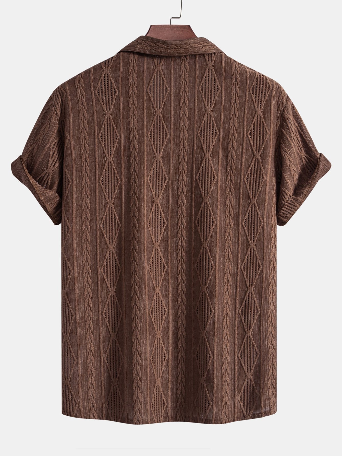Men's Textured Pattern Short Sleeve Button-Up Shirt - photo 4