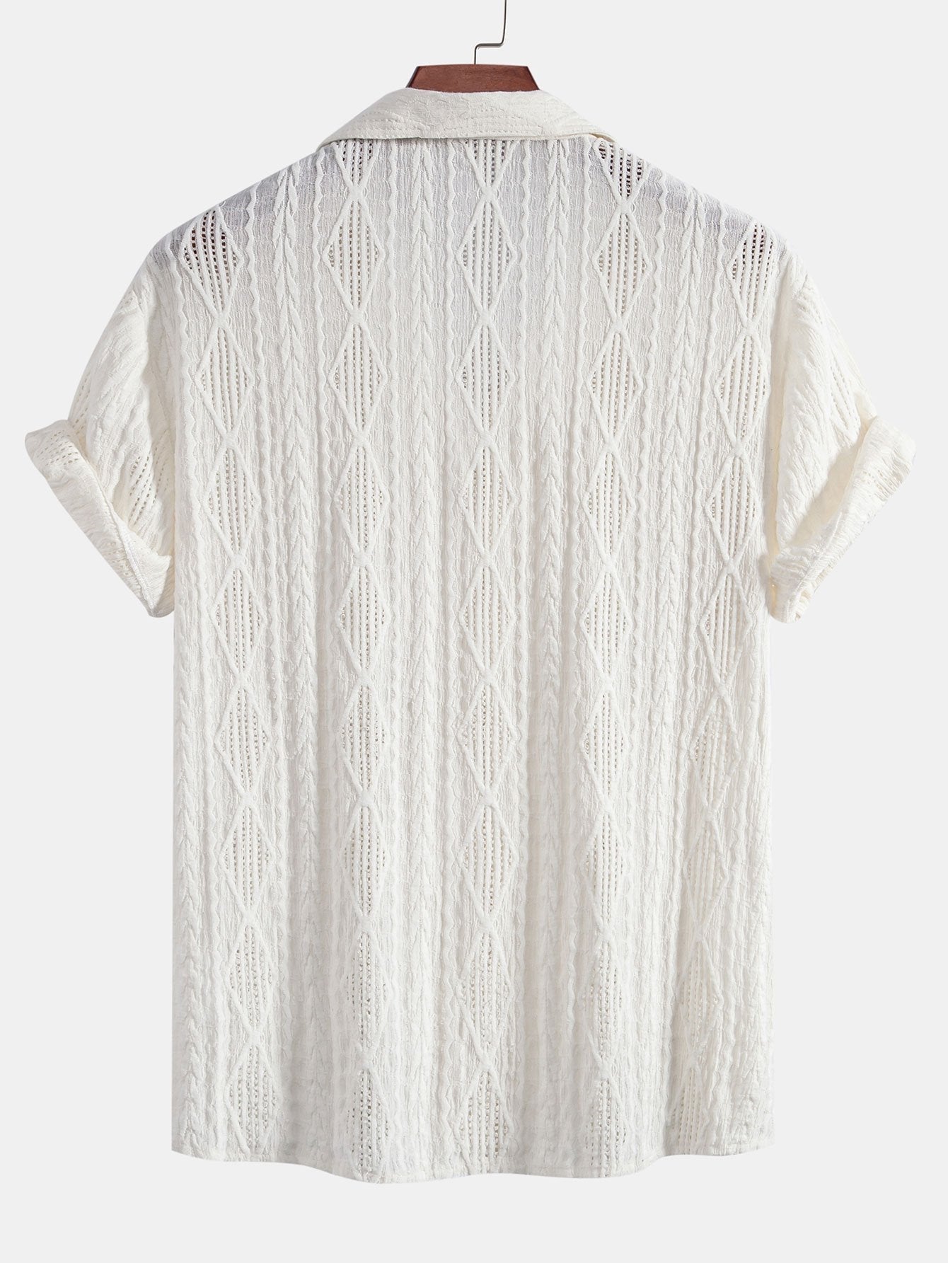 Men's Textured Pattern Short Sleeve Button-Up Shirt - photo 5