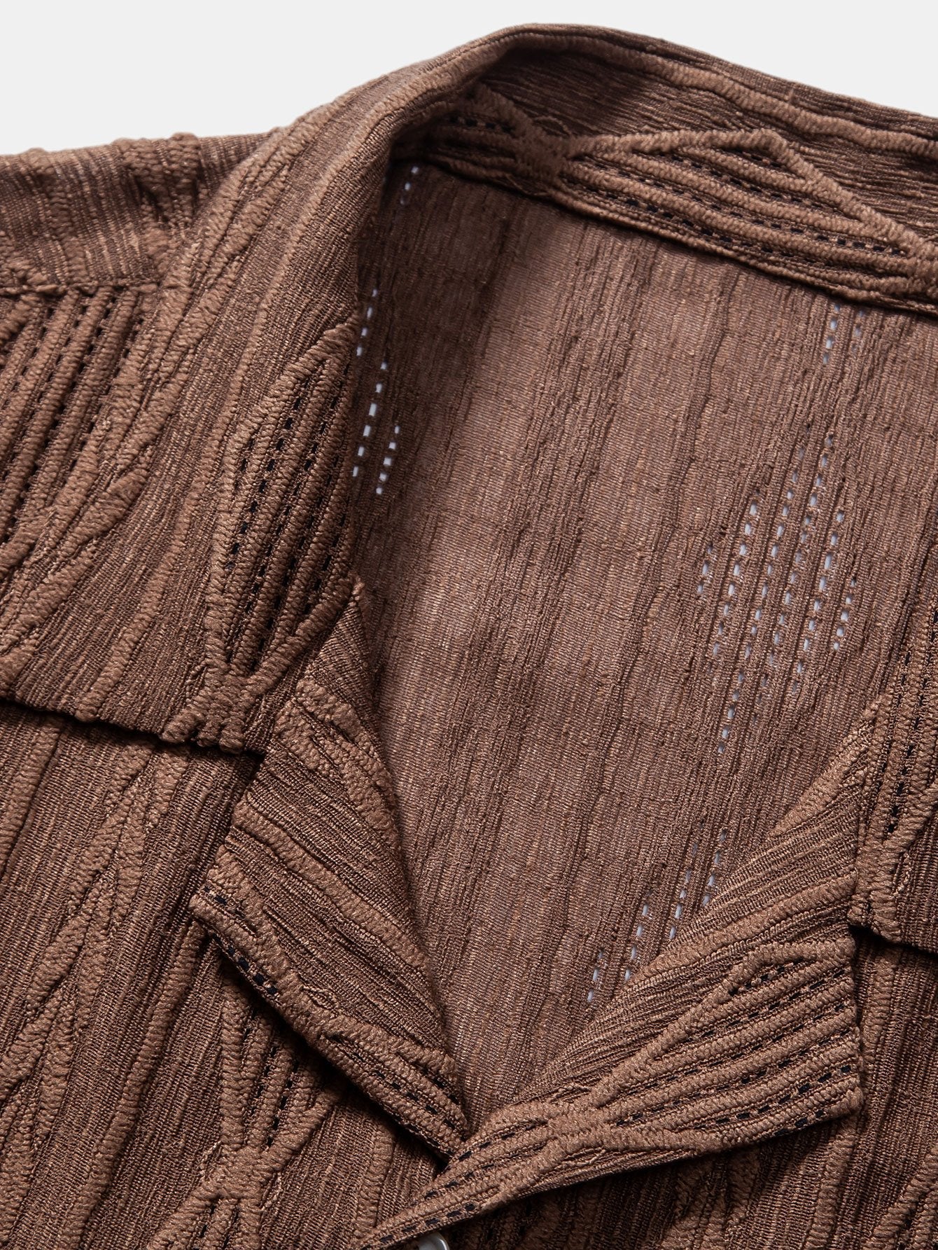 Men's Textured Pattern Short Sleeve Button-Up Shirt - photo 9