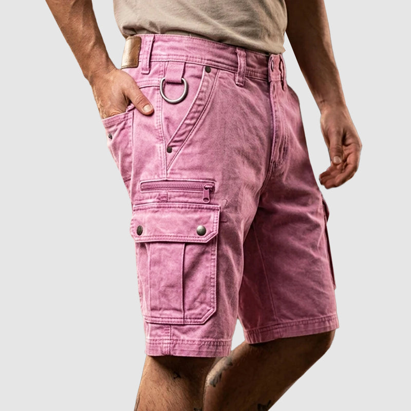 Men's vintage washed cargo shorts - pocket detail
