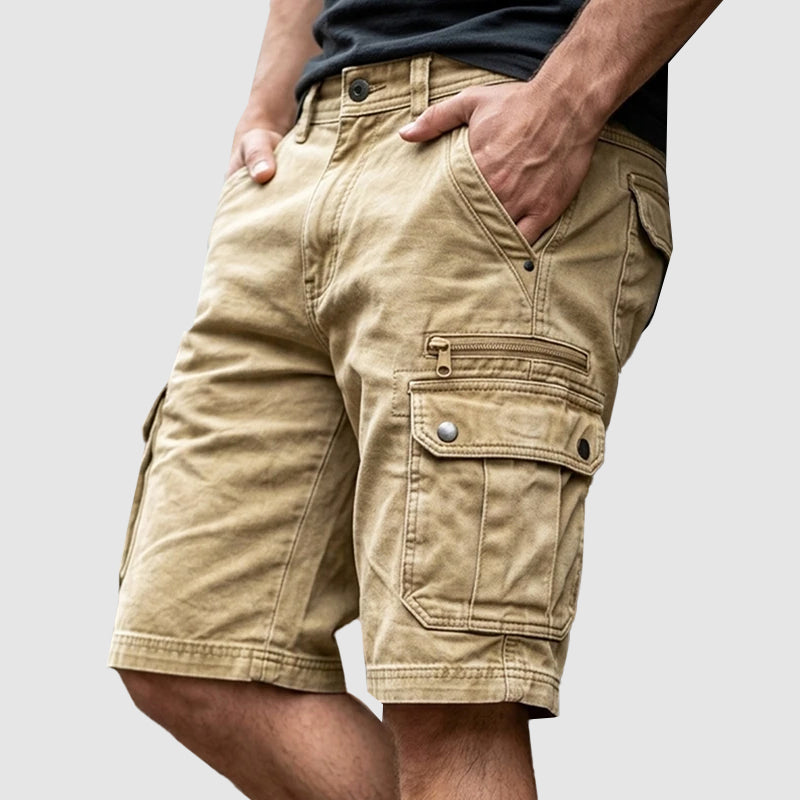 Men's vintage washed cargo shorts - worn view