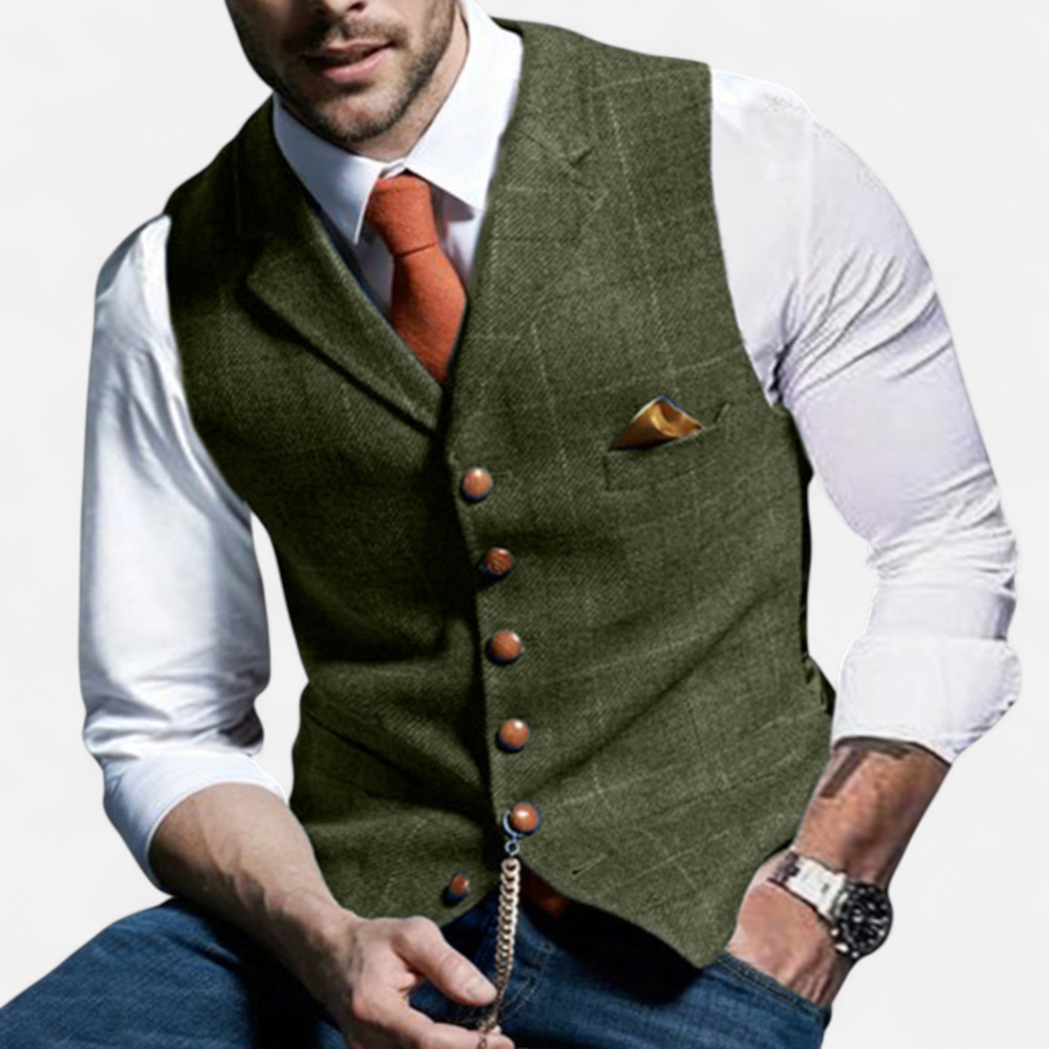 men's vintage lapel suit vest - dark gray color