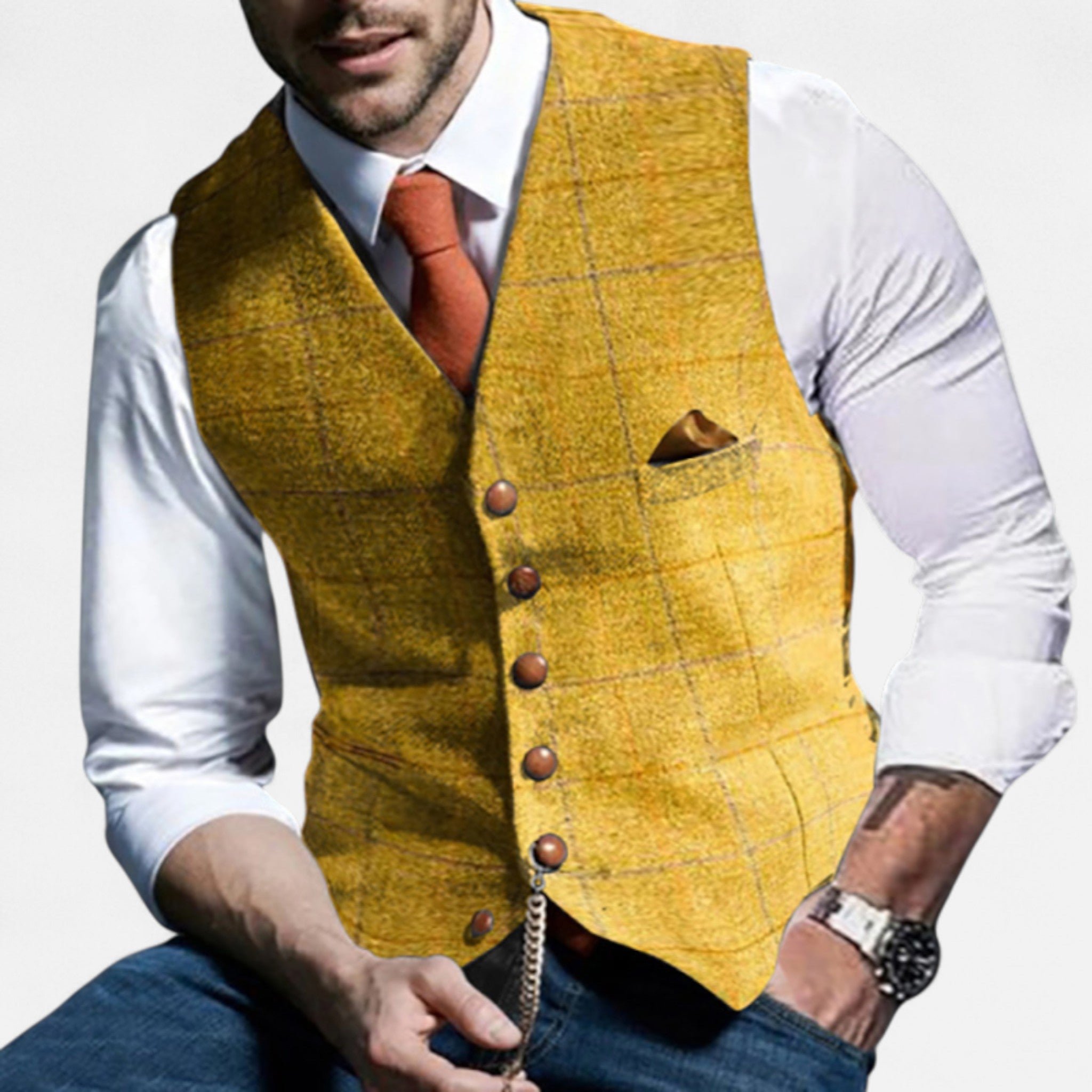 men's vintage lapel suit vest - gray color