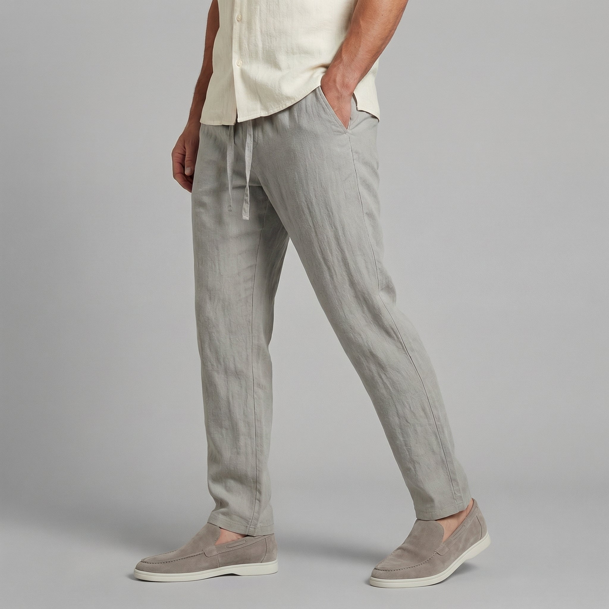 Men's wide-leg casual summer trousers - back view