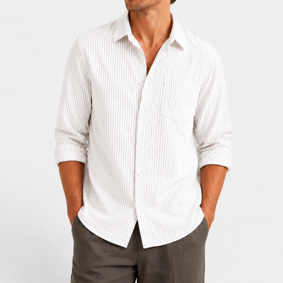 men's wrinkle-free striped shirt - front view