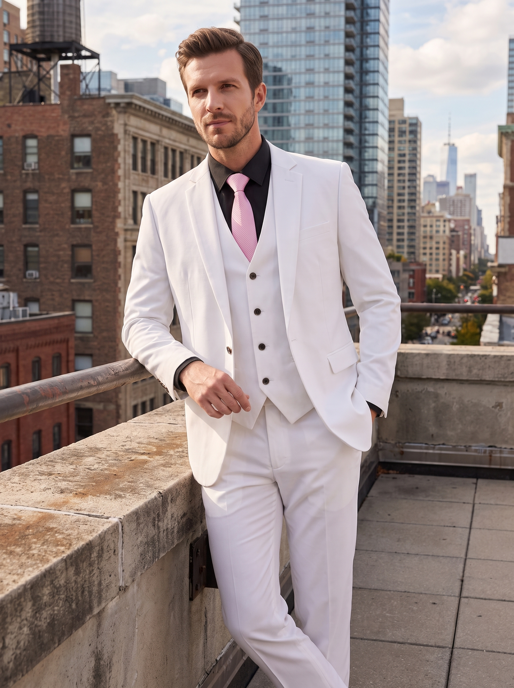 Men's Slim Fit Formal Two-Piece Suit – Notch Lapel Blazer & Trousers