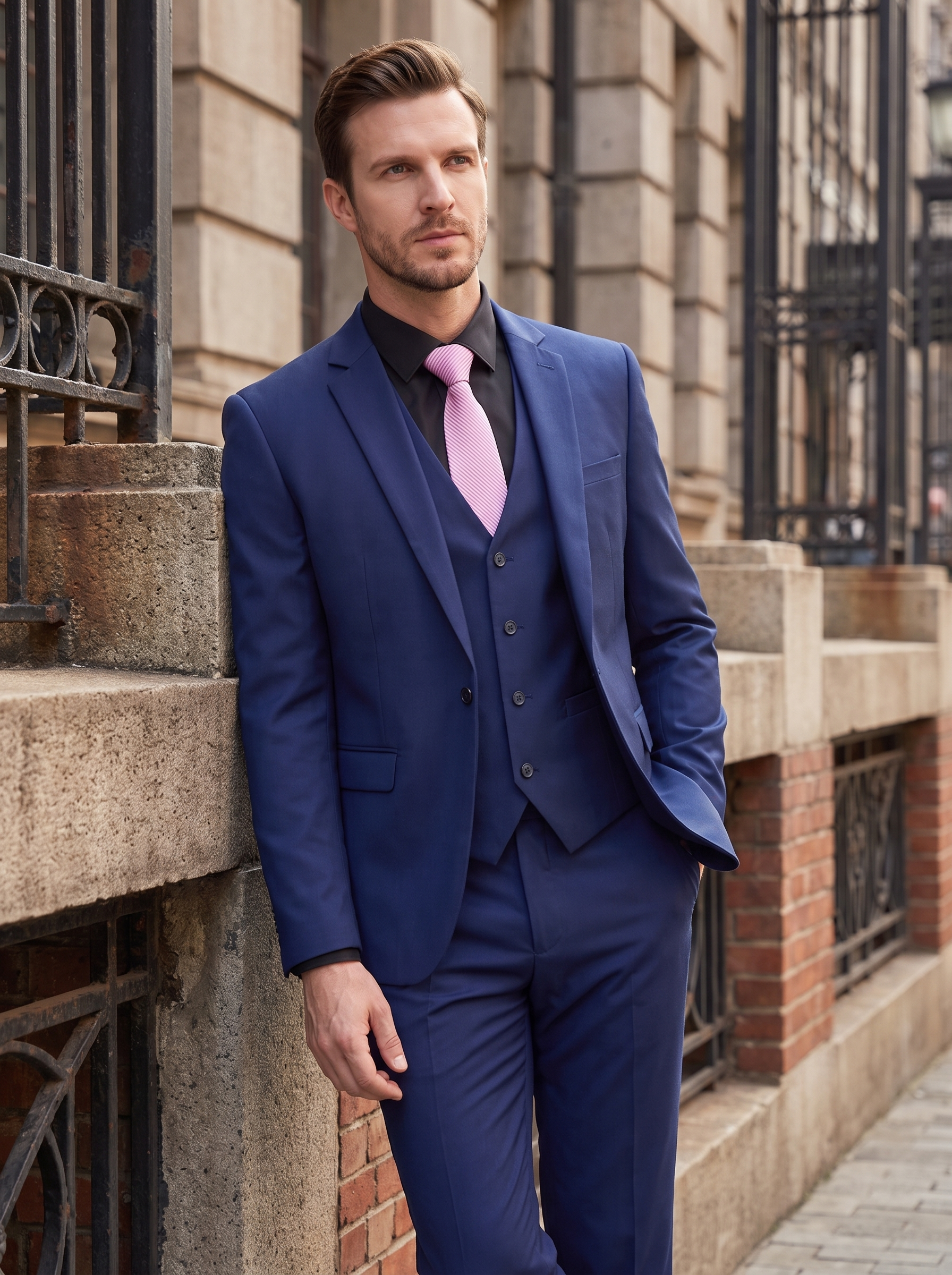 Men's Slim Fit Formal Two-Piece Suit – Notch Lapel Blazer & Trousers