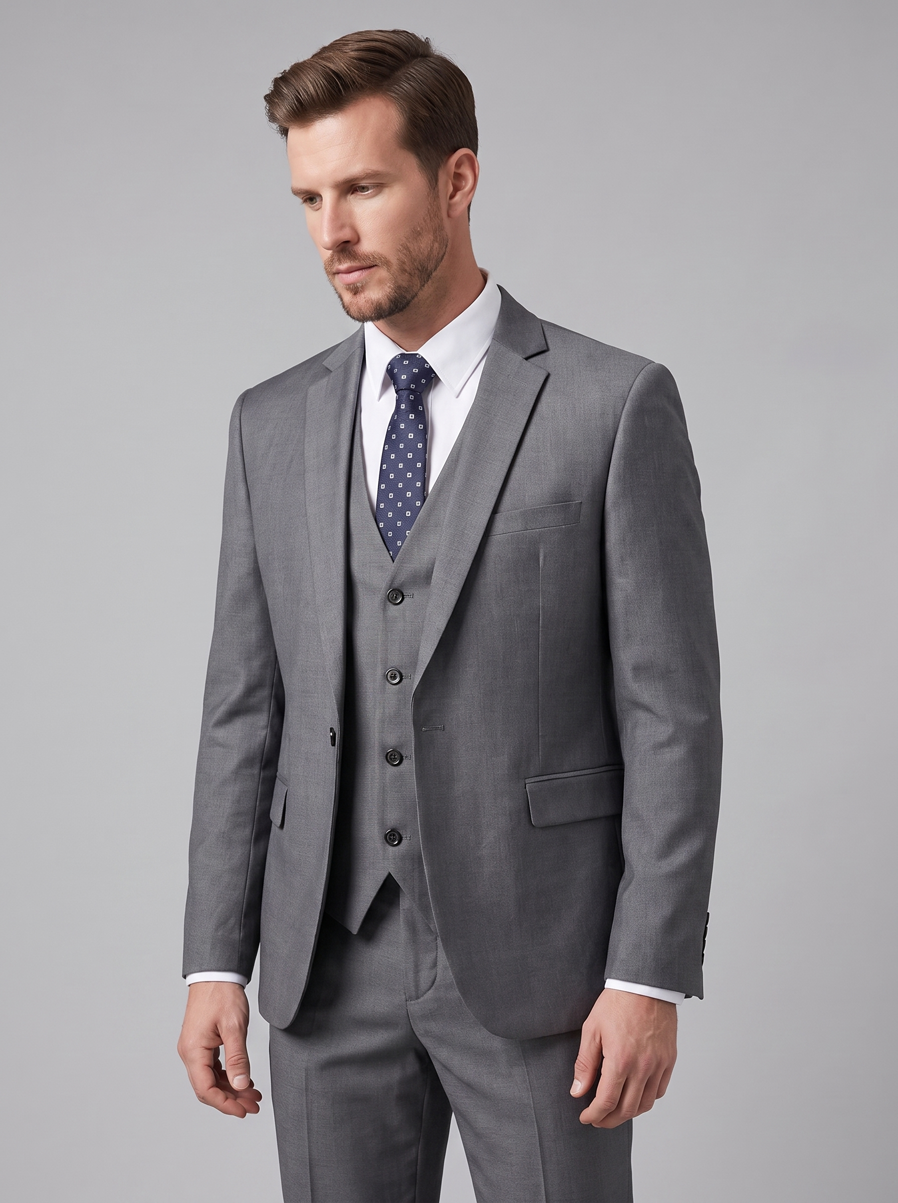 Men's Slim Fit Formal Two-Piece Suit – Notch Lapel Blazer & Trousers