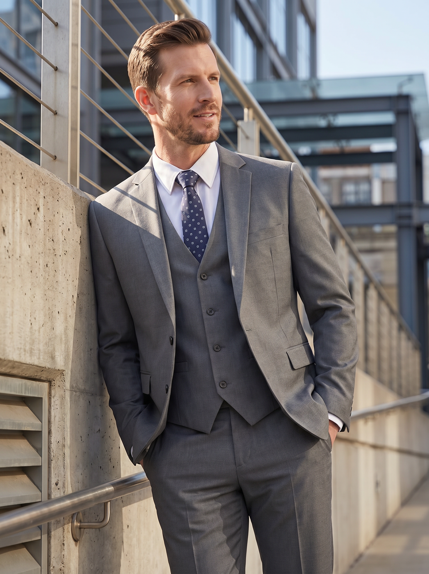 Men's Slim Fit Formal Two-Piece Suit – Notch Lapel Blazer & Trousers