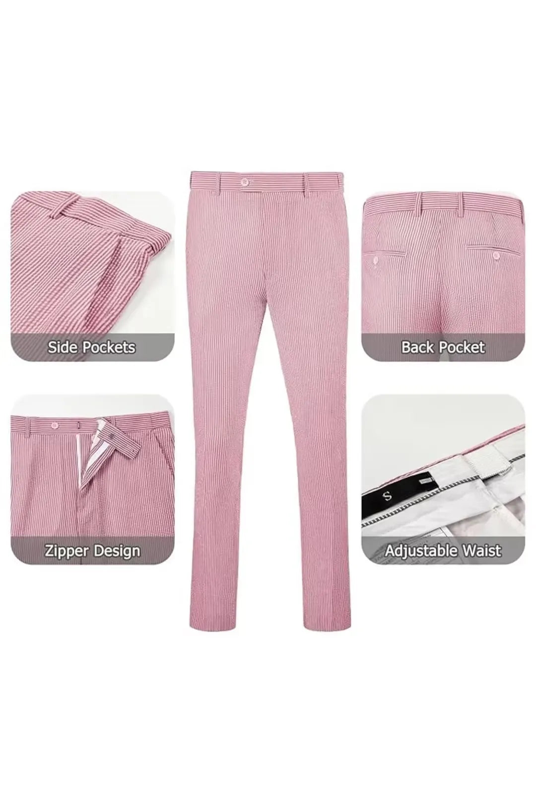 Men's Striped Seersucker 2-Piece Suit | Summer Blazer and Pants