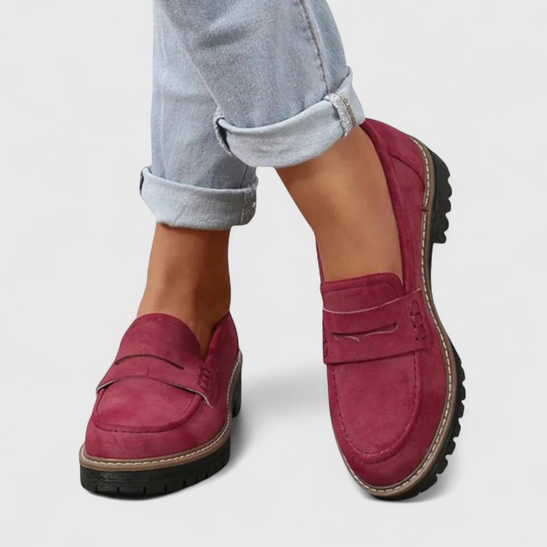 Women's Penny Loafer Slip-On Chunky Lug Sole Casual Shoes