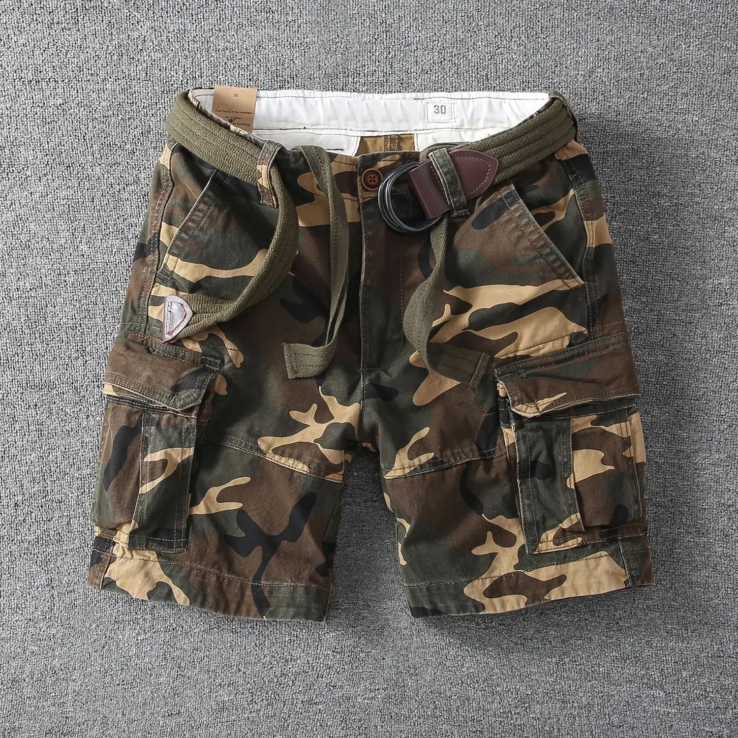 Men's Utility Cargo Shorts | Web Belt Flap Pockets