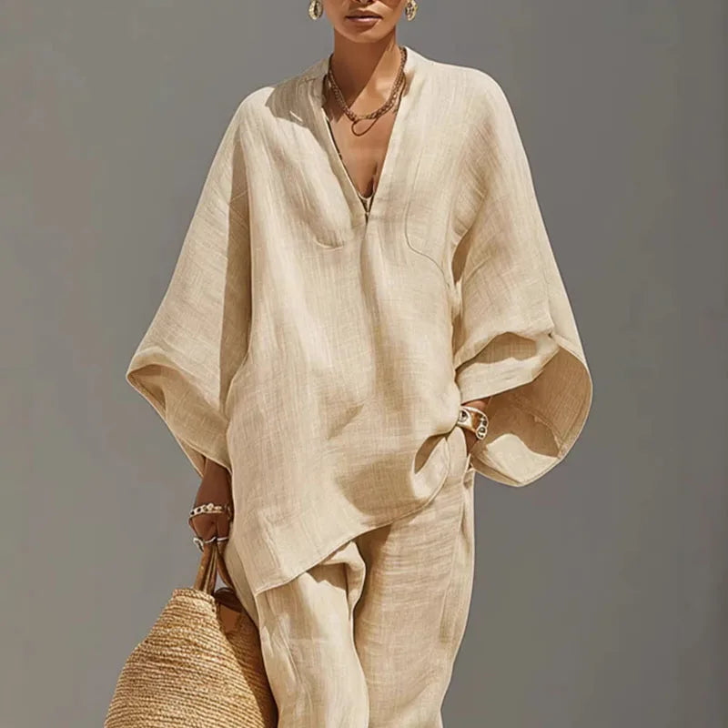 Women's Co-ord Set | Relaxed Trousers and Top Matching Outfit