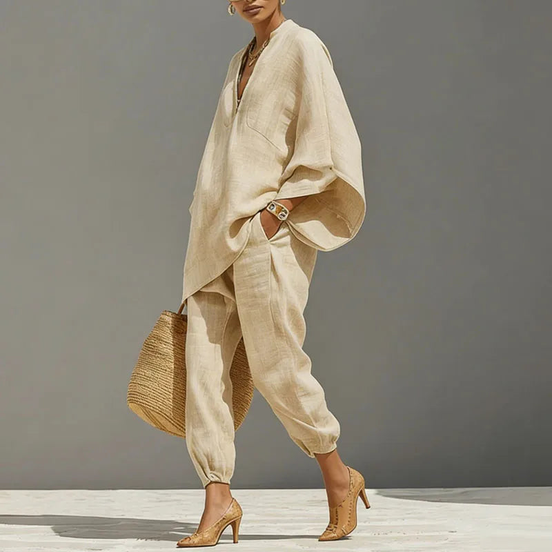 Women's Co-ord Set | Relaxed Trousers and Top Matching Outfit